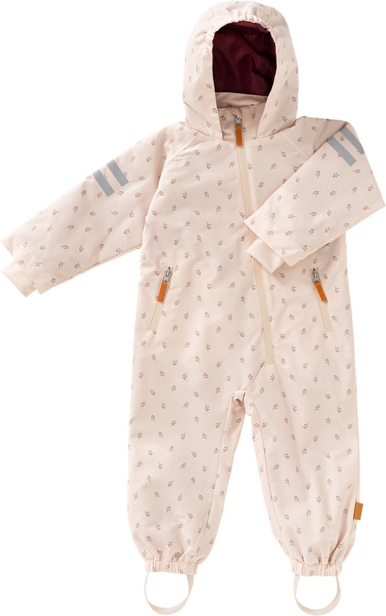 Fresk Regenpak voor Kinderen 1 yr - Buitenspeelpak - Regenoverall - Regenkleding met Ritssluiting - Reflecterend - Elastische Afsluitingen - Meisjes - Ecru - Berries