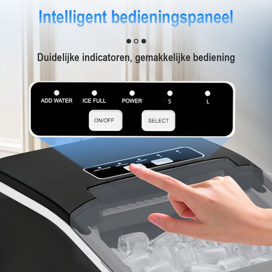 EAFC - IJsblokjesmachine - Zelfreinigingsfunctie & Geruisloos - Incl. IJsschep - IJsblokjesmaker - 12kg/24 uur - 9 Blokjes / 6 Min - 1.2L Draagbaar - Zwart van Merkloos — afbeelding 3