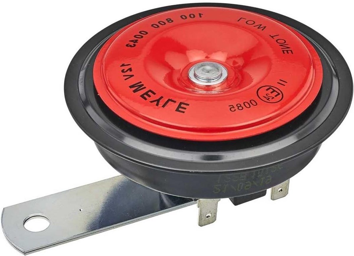 Lucht Hoorn - Claxon Auto - Voertuig Geluid - Diepe Toon - 91 mm Diameter - Rood