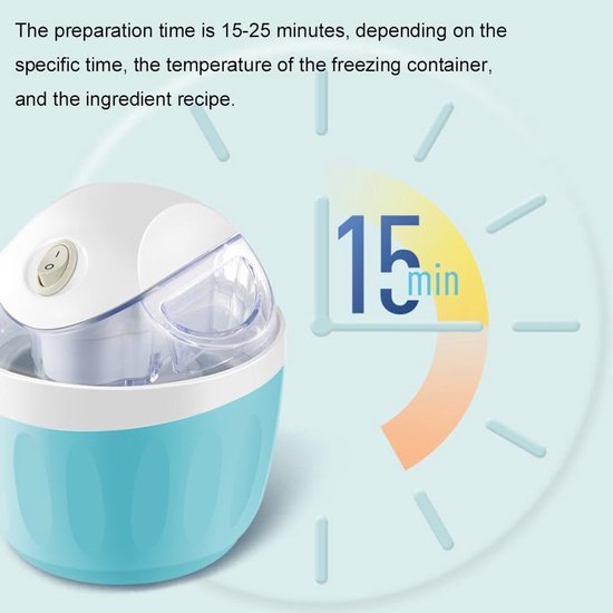 Ijsmachine - Roomijsmachine - Sorbetmaker - Mini ijsmachine - Elektrisch - One-touch bediening - Zelf ijs maken - Voor frozen yogurt en gelato - Voor thuis en keuken - Compact - Hemelsblauw van Merkloos — afbeelding 3