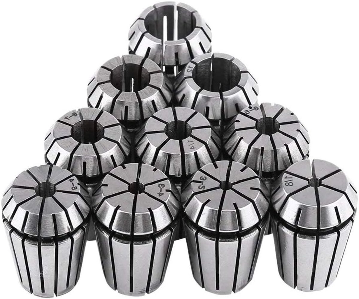 Set van 10 Stuks ER20 Veerstaal Collets voor CNC Frezen, Graveren en Draaien - Diverse Maten van 3mm tot 10mm