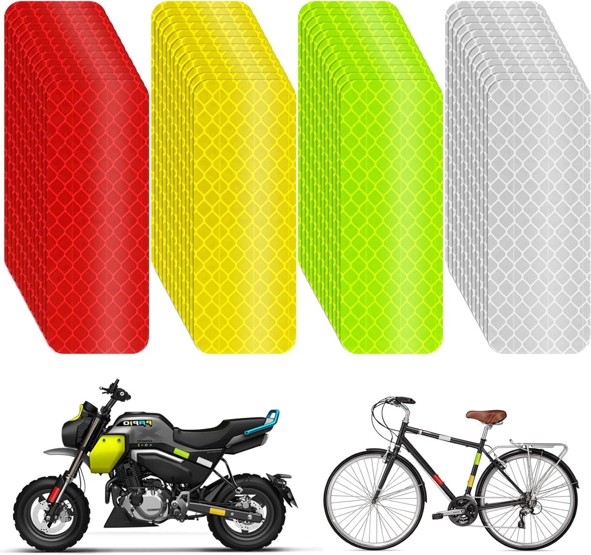 Veiligheidsreflectoren voor Buiten, 48 Stuks Waterdichte Reflecterende Stickers in Zilver, Geel, Rood en Groen voor Hoge Zichtbaarheid en Verkeersveiligheid