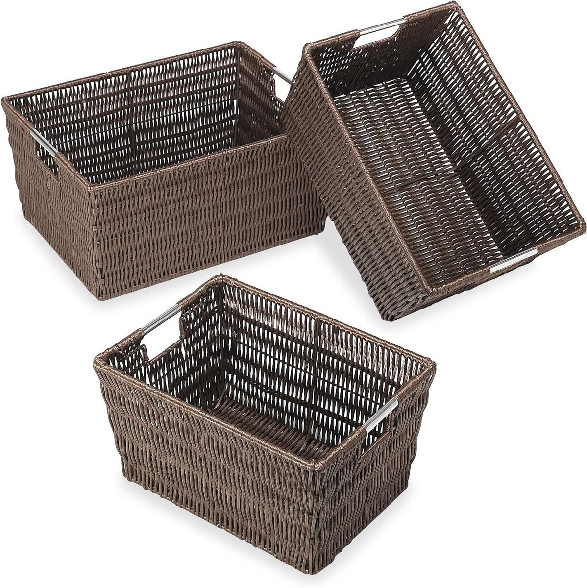 Opbergmanden Set - Wasmanden Manden - Huis Organiseren - Rotan Look Kunststof - 3 Stuks - Java