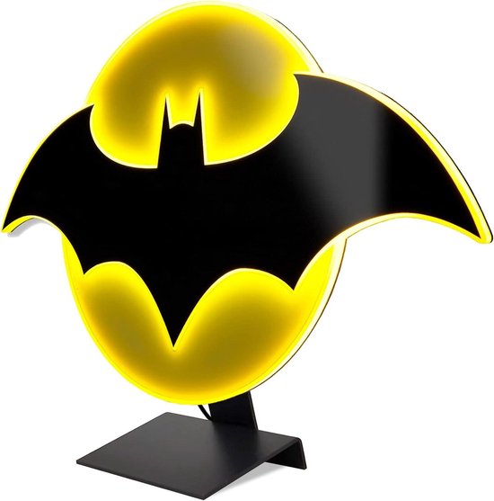 Batman Wandlamp - Nachtlampje Kinderen - Slaapkamer Verlichten - 3D Lichtgevend Batsign - 40 cm breed - Geel