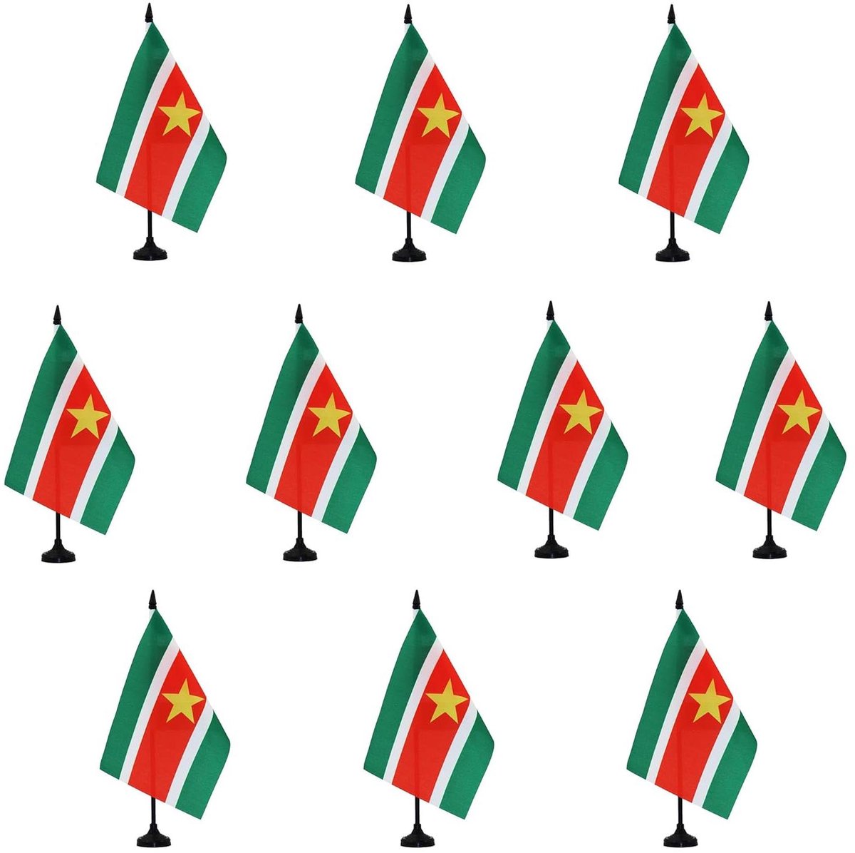 Tafelvlaggen Suriname - Kantoorvlaggen Bureauvlag - Bureau Decoratie - 100% Polyester Stof - 21 x 14 cm - Suriname
