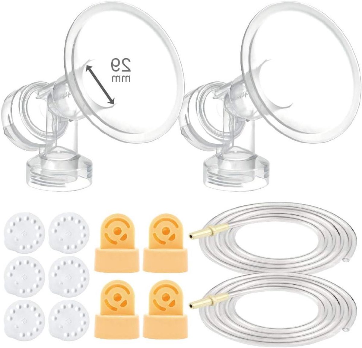 Melkpompset - Borstkolf Accessoires - Moedermelk Afkolven - Compleet Vervangingspakket - 29 mm - Transparant