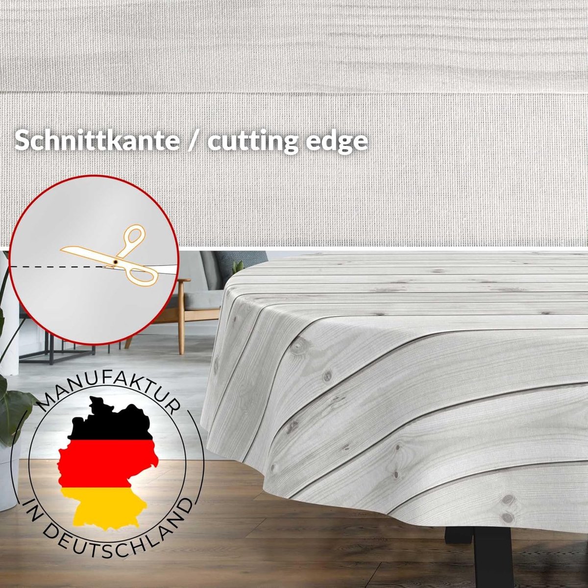 Tafelkleed Textiel - Tafellinnen Katoen - Eettafel Beschermen - Waterafstotend Lotus Effect - 180 x 140 cm - Hout Grijs