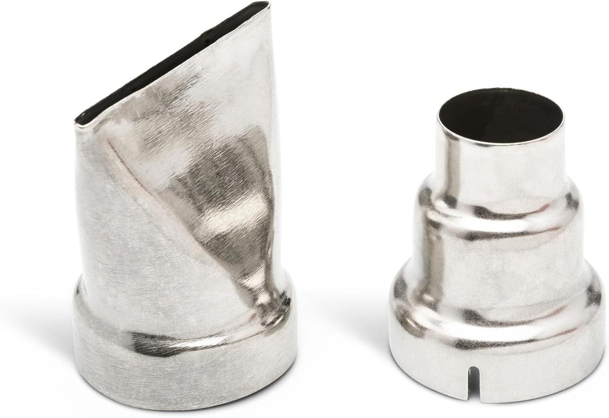 Heteluchtpistool Mondstukken Set - Slangmondstuk Brede Sleuf - Materialen Bewerken - Roestvrij Staal Hittebestendig - 2 stuks - Zilver