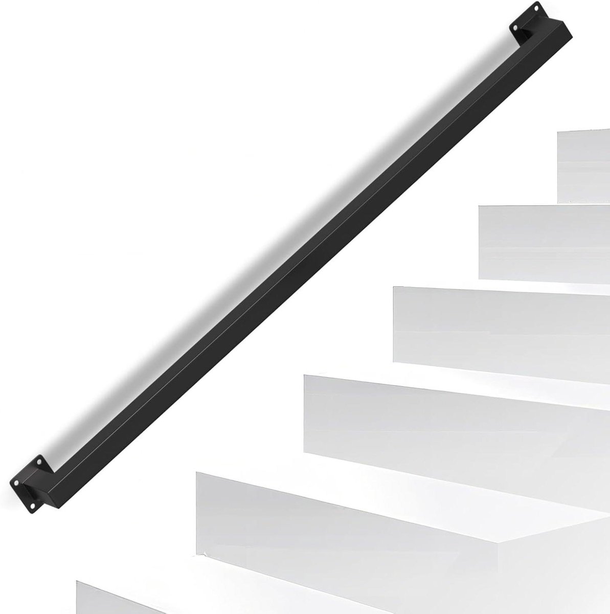 Wandleuning - Trapleuning binnen - Veilige traplift - Vierkant buisdesign - 100 cm - Zwart