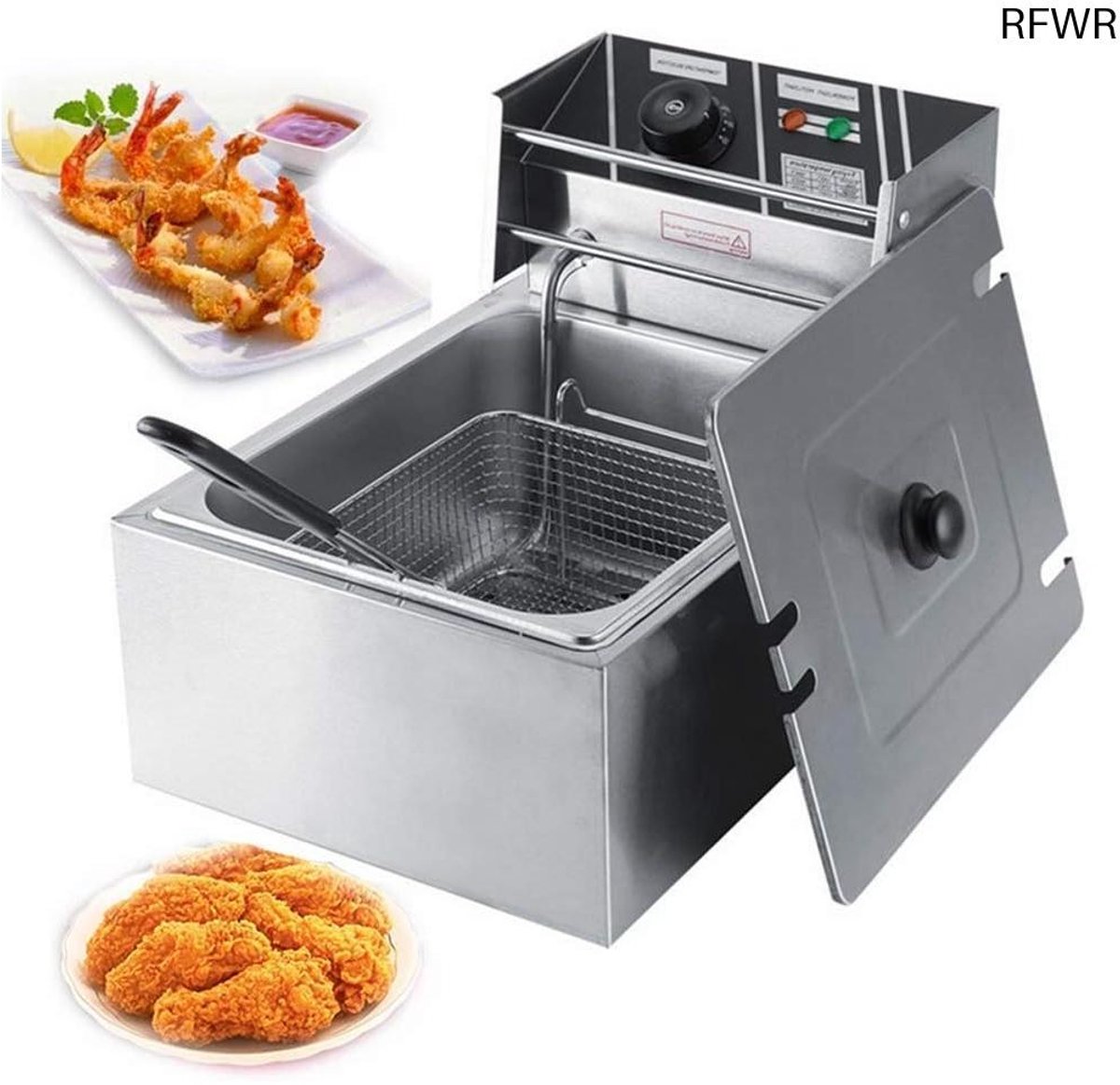 Professionele Frituurpan - Dubbele Frituurmand - Catering en Thuis - Grote Capaciteit - 6 Liter - Zilverkleurig