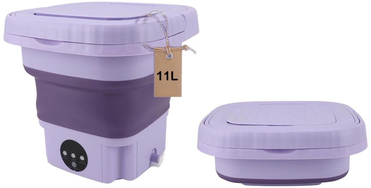 Dailygoods- Wasmachine Draagbaar - Opvouwbaar - Capaciteit 11 Liter - Automatisch - Afvoerbuis - Voor Camper/Appartement - Mini Wasmachine