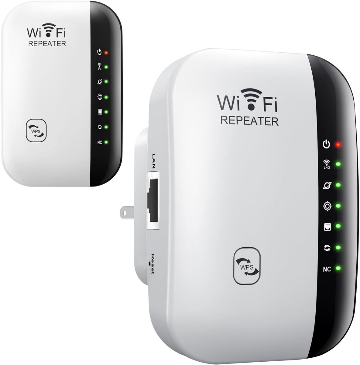 Wifi-versterker/extender met 300 Mbps (2,4 GHz) en ethernetpoort – Ideaal voor thuis, kantoor, tuin en op reis – Bereik tot ca. 280 m² – Eenvoudige installatie met EU-stekker (1 stuk)