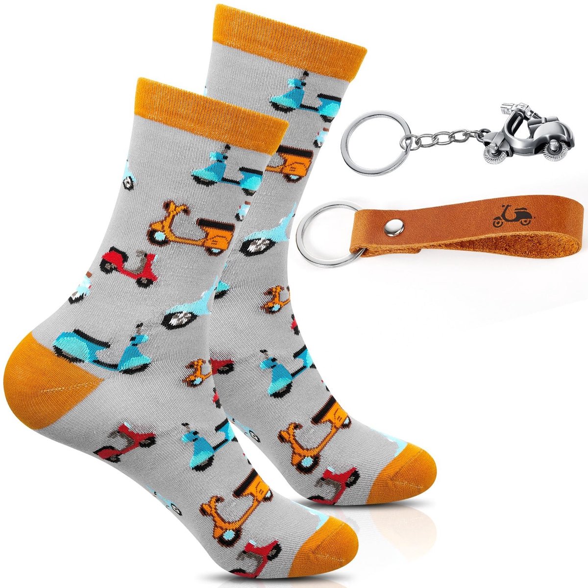 JHUBERS- Sleutelhanger Motor - Set van 4 Geschenken - Leren Sleutelhanger - Motoraccessoires - Motorliefhebbers - Opvallend Design - Motorcadeaus