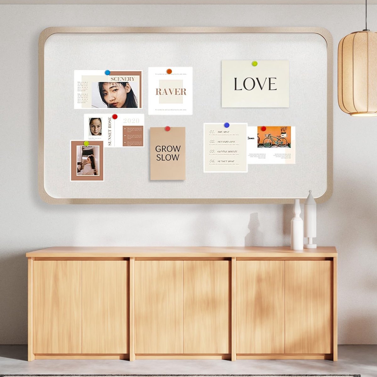 JHUBERS- Prikbord groot 60 x 40 cm - Zelfklevend vilt - 2 stuks - Met 25 punaises - Opvouwbaar bulletin board - Duurzaam en stijlvol design