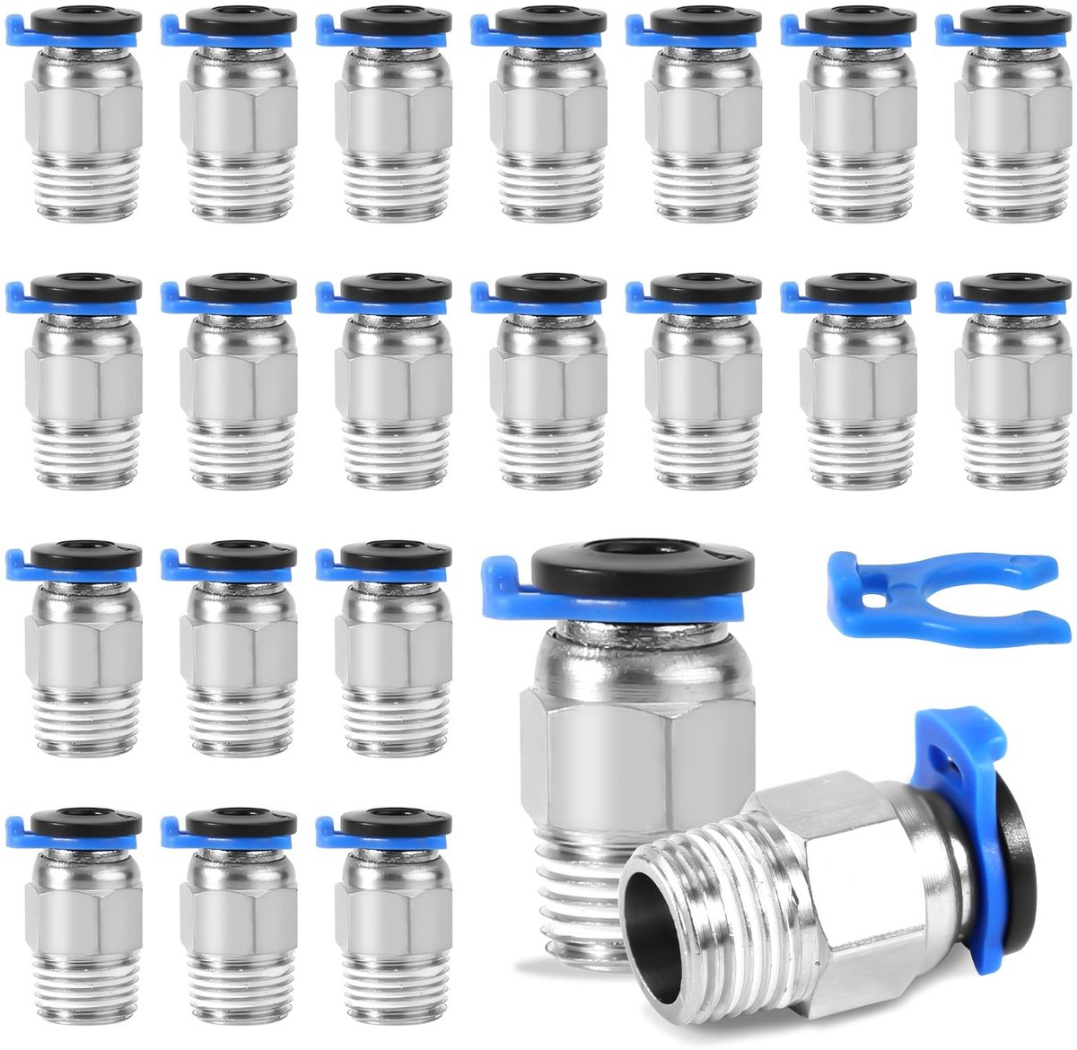 Dailygoods- Pneumatische Koppelingen 20 Stuks - PTFE Buiskoppelingen - H59 Messing - Push-Fit Ontwerp - 3D Printer Accessoires - Verstelbare Afmetingen - Fittingen