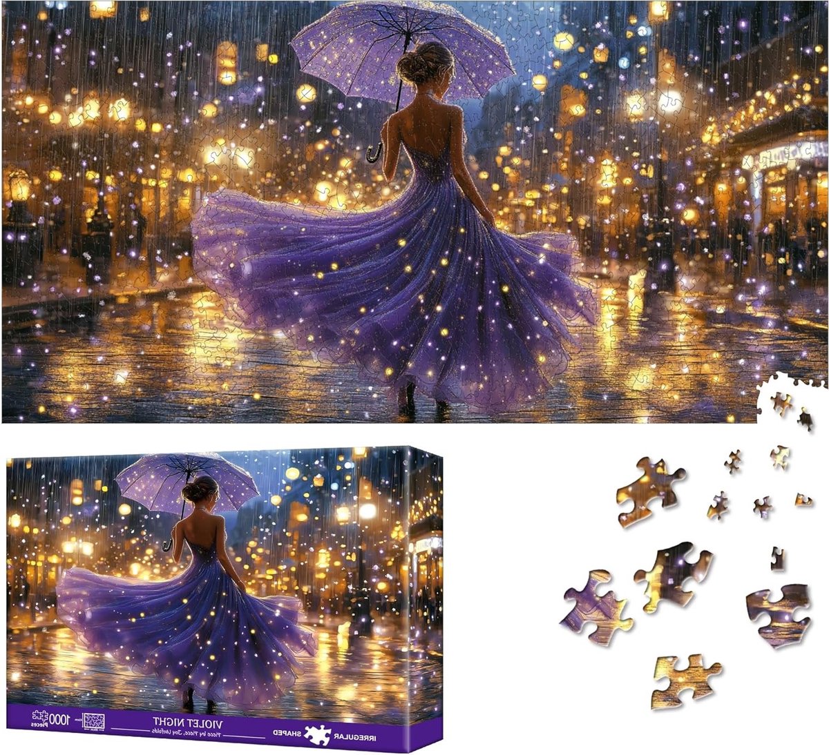 Violet Night Puzzels voor Volwassenen - 1000 Stukjes Puzzel voor Vrouwen, Uitdagend en Leuk voor Gezinnen, Perfect als Cadeau, 80 x 41 cm