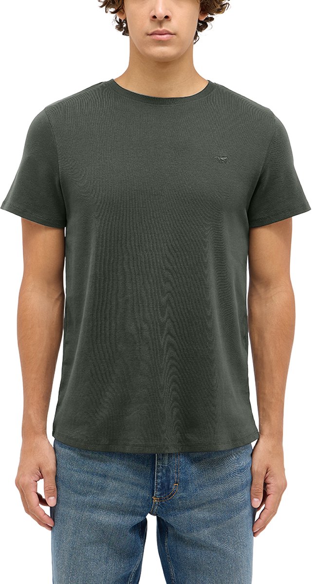 Mustang Heren T-Shirt slim fit Groen 3XL Ronde Hals Volwassenen