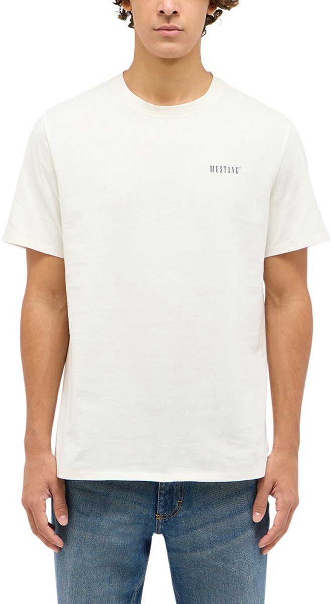 Mustang Heren T-Shirt regular fit Wit M Ronde Hals Volwassenen