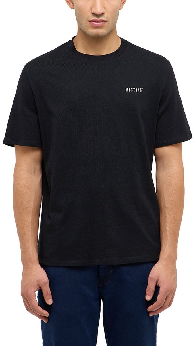 Mustang Heren T-Shirt regular fit Zwart 3XL Ronde Hals Volwassenen