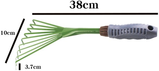 Handtuinrak Van RVS - 9 Tanden - Korte Ergonomische Handgreep - Grond Losmaken, Onkruid Verwijderen - 38x14x4 cm - 1 Stuk — afbeelding 5
