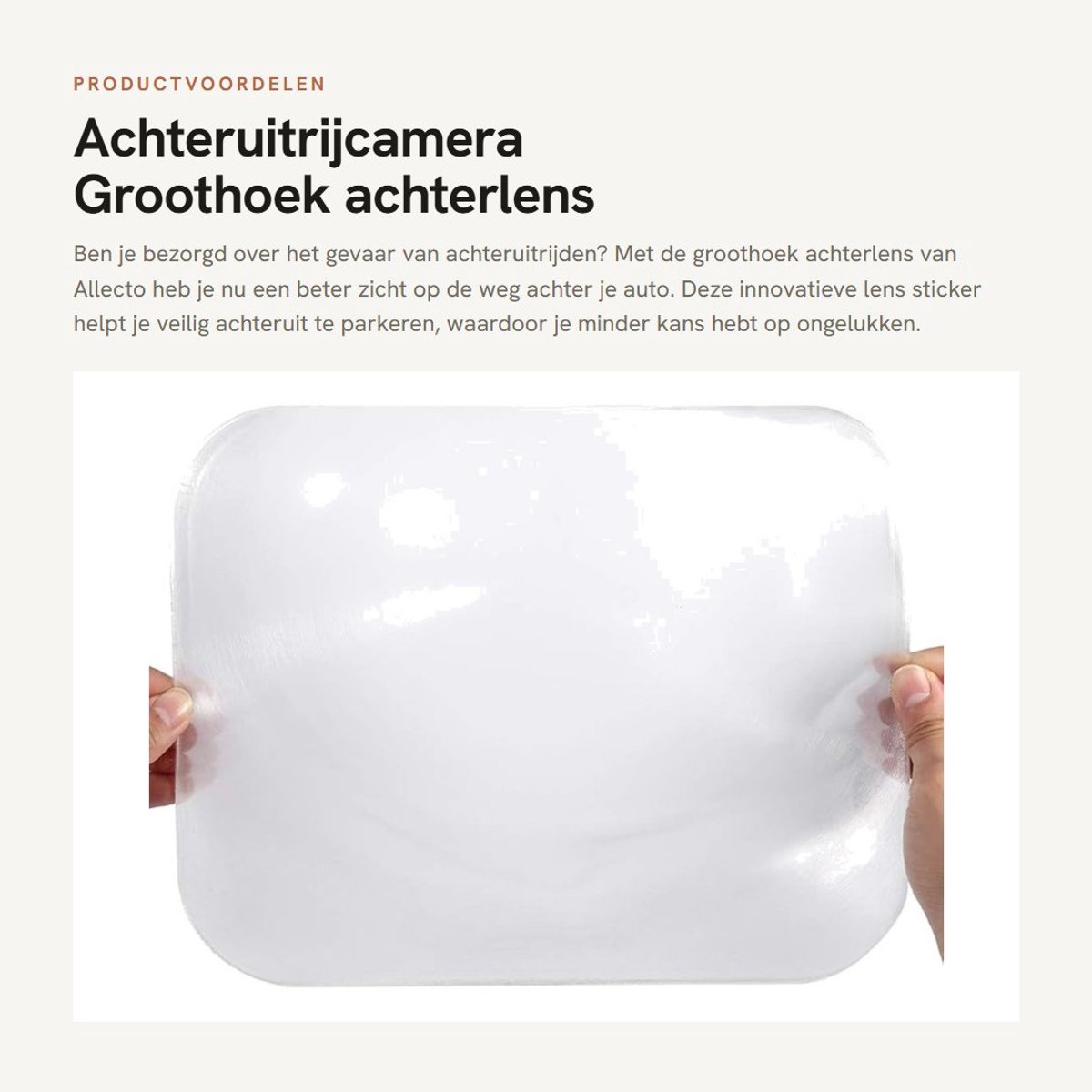 Dailygoods- Groothoek Achterlens - Achteruitrijpasta - Verhoogd Zicht - Veiligheid - Transparant - 20 x 25,5 cm - 2 mm Dikte - Achteruitrijcamera