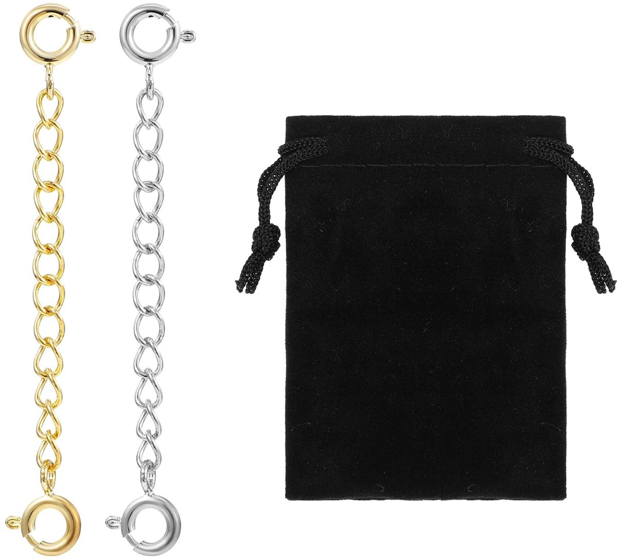 Dailygoods- Kettingverlenging 2 Stuks - Veiligheidsketting - Gouden/Zilveren Armband - Verlenging voor Sieraden - Polyester - Geschikt voor Feesten - Armbandverlenging