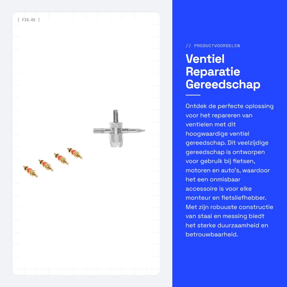 Dailygoods- Ventiel Reparatie Set - 4-Weg Ventielkern - Gereedschap - Fiets/Motor/Auto - Messing/Staal - 25g Gewicht - Bandenreparatie
