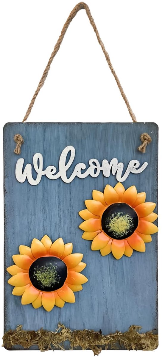 Dailygoods- Welkomstbord Houten Vintage - Wanddecoratie - Tuinpoort - Binnen/Buiten - 11 x