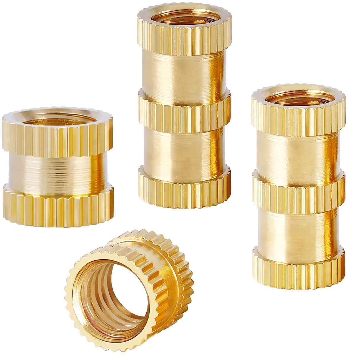 Qrity Pack of 20 Brass Knurled Nuts, M4 x 4 x 6 mm Thread Insert, for 3D Printing Components and Plastic Parts