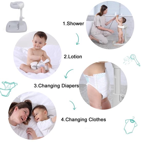 Peuter Douche Stand Verstelbare Hoogte Bad Ondersteuning - Douche Staande - Baby Bad Toren - Handige Baby Accessoire (Grijs Wit) van Merkloos — afbeelding 4