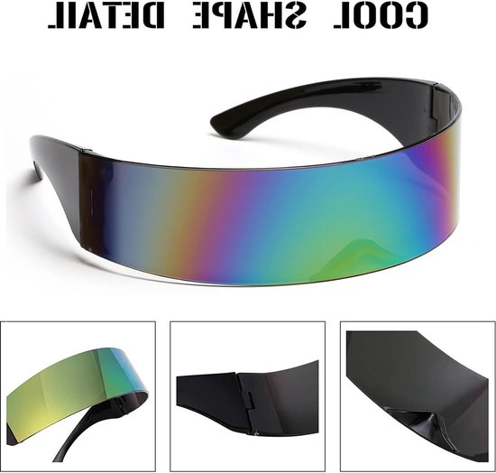 Futuristische Zonnebrillen Set met Kleurrijke Spiegellenzen voor Feestjes en Bars, Trendy Accessoire voor Modebewuste Mensen — afbeelding 2