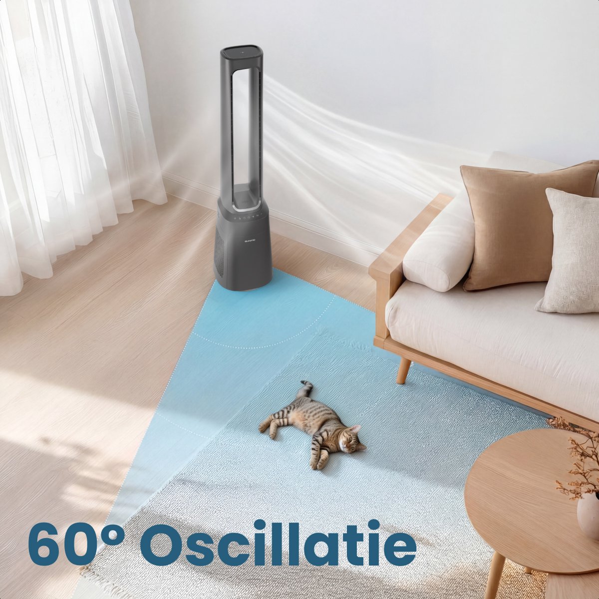 Auronic Torenventilator - Bladeless Model 2 in 1 - Luchtreiniger met HEPA-filter - Ventilator - 10 Standen - Afstandsbediening - 105 cm - Lichtgrijs — afbeelding 8