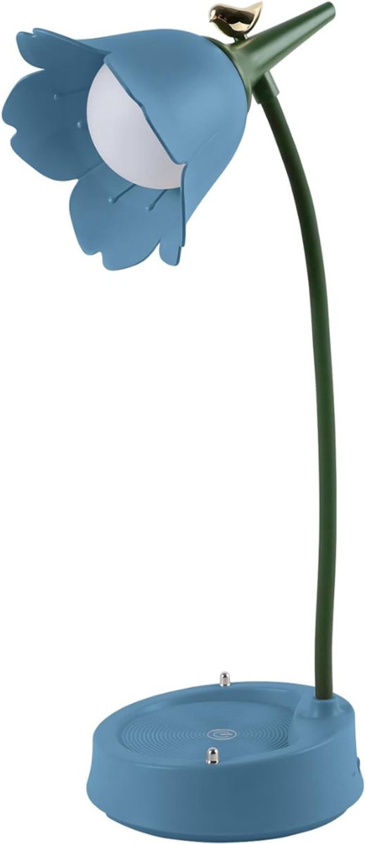 QIN® Bureaulamp Kinderkamer - Tafellamp Kinderkamer - Voor Jongens en Meisjes - Blauw- 12 cm x 12 cm x 15 cm