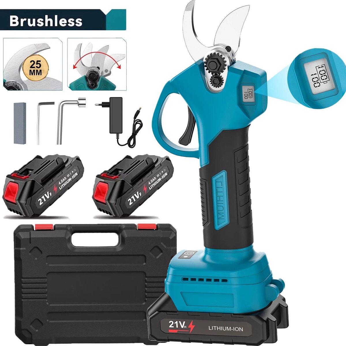 Dailygoods - Borstelloze Elektrische Snoeischaar - Draadloze Tuinschaar voor Fruitbomen en Bonsai
