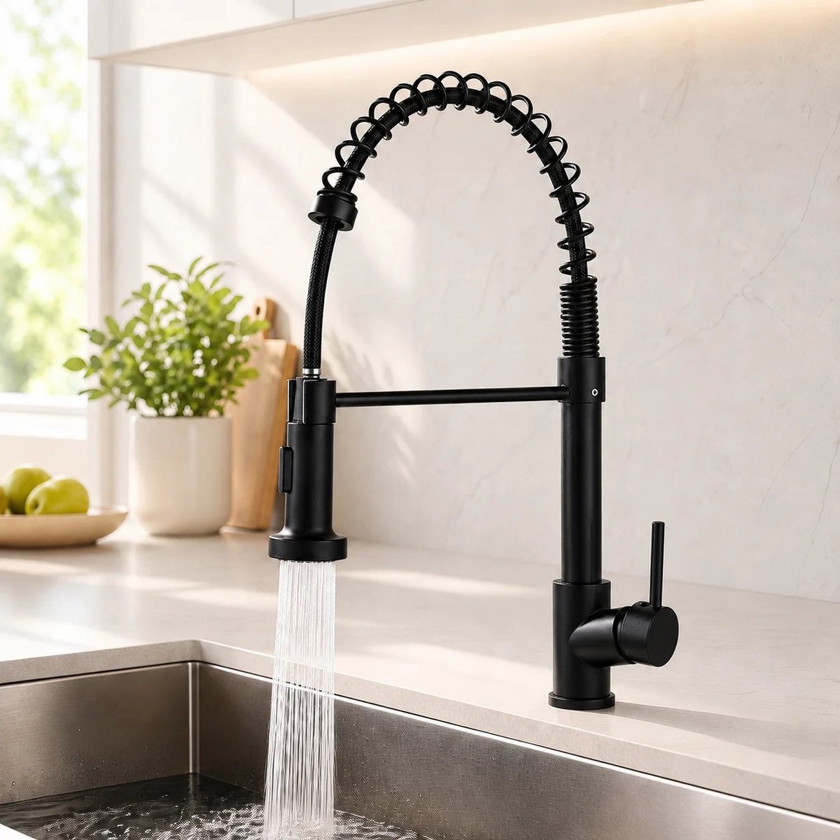 Dailygoods Keukenkraan met uittrekbare sproeikop, warm en koud water, 360° draaibaar ° Draaibare sproeier met dubbele fu