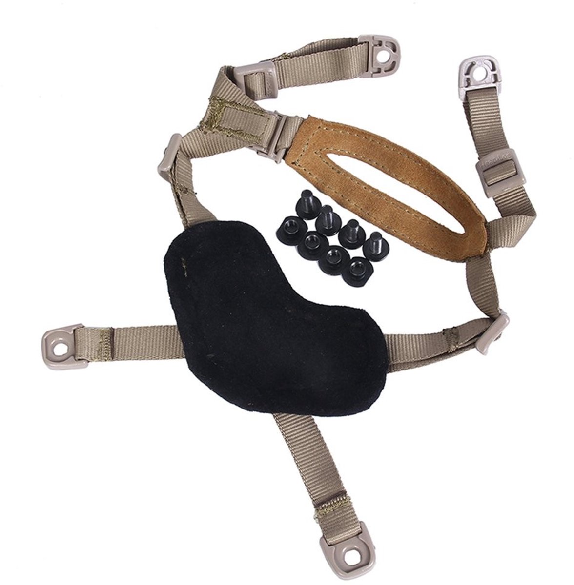 Dailygoods- Helmaccessoires X-Nape vering - Verstelbare riem - Gewatteerde kinbeschermer - Luchtdoorlatend - Duurzaam nylon - Geschikt voor MICH helm - Helmsysteem