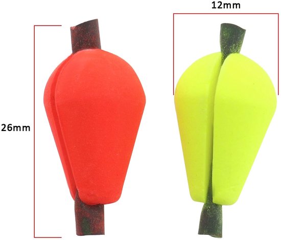 Dailygoods- Bobber 20 Stuks - Float Foam Vliegvissen - Fluorescerend Geel/Oranje Rood - Schuim - Cliptype - Duurzaam Materiaal - Vissignaal van Dailygoods — afbeelding 5