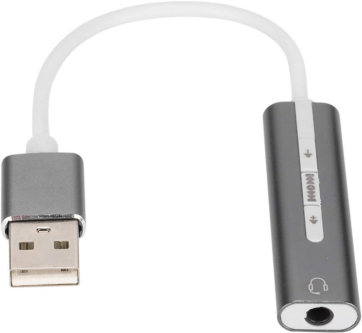 Externe Stereo USB Geluidskaart met 3.5Mm Jack, Plug and Play, Aluminium Behuizing voor Computer en Laptop Geluid