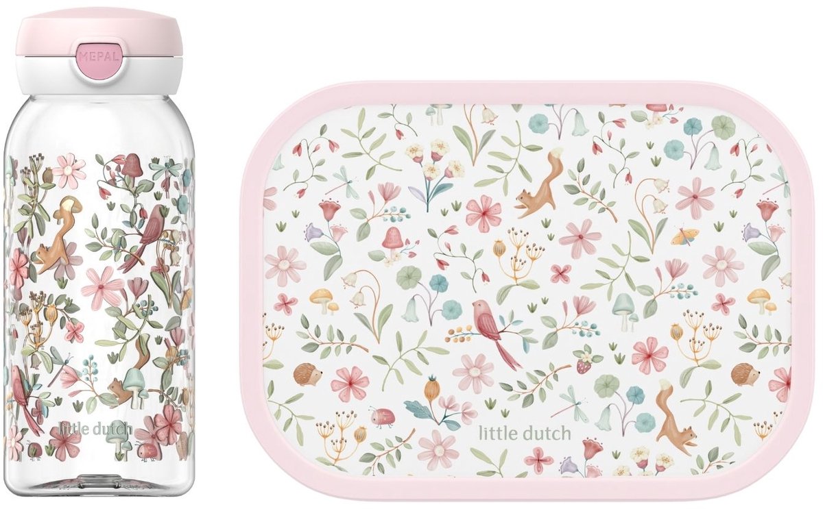 Mepal lunchset (drinkfles met flipdop & lunchbox) campus - 600 + 750 ml - broodtrommel en drinkbeker voor kinderen - bento box - drinkfles met flipdop - fairy wonders