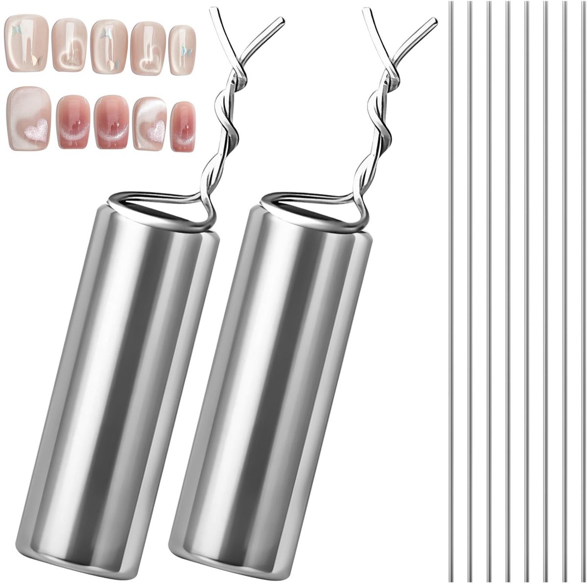 Dailygoods- Nagelmagneet Set van 2 - Hartvormige Cat Eye - 10 Dunne Draden - Multifunctionele Nagelkunstgereedschappen - Krachtige Magnetische Kracht - Creëer Fascinerende Patronen - Nail Art