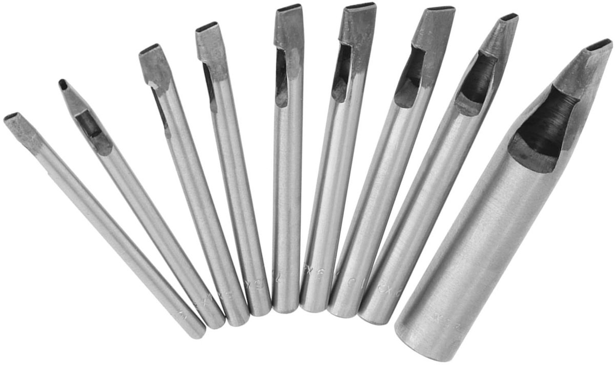 Dailygoods- Perforator 9 Stks Set - Ovale Ponsen Tool - Leerbewerking - DIY Gereedschap - Nauwkeurige Gaten - Thermisch Geharde Staal - Pons