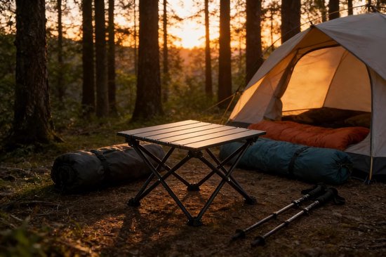 Lichtgewicht draagbare kampeertafel inklapbaar 41x35x29cm compact opbergen geschikt voor wandelen rugzakreizen strandpicknick buitenactiviteiten — afbeelding 5