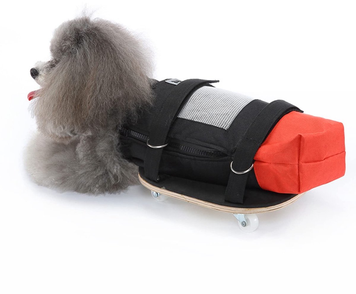 Dailygoods- Hondenkatrolstoel voor Achterbenen - Huisdierloopscooter met Stille Wielen - Hondenaanhangertas - Oxford-stof - Geschikt voor 2-3,5 kg - Beschermt Ledematen - Huisdierrolstoel