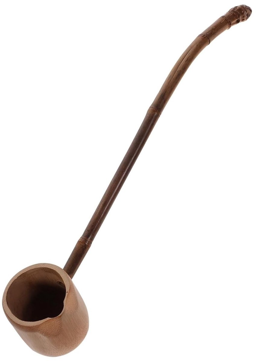 Dailygoods- Watertroffel Bamboe - Lange Handgreep - Spoelbeker - Houten Troffel - Tuin - Theeceremonie - Lepel