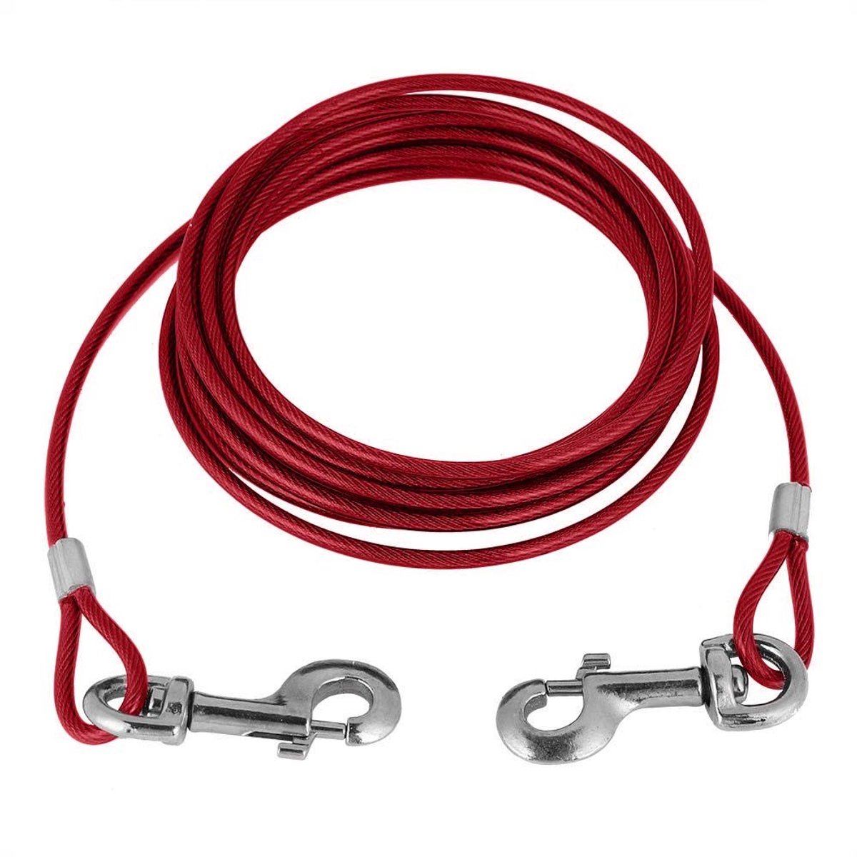 Dailygoods- Hondenriem 5 meter - Kauwbestendig - Staaldraad - Veiligheidskabel - Outdoor gebruik - Sterk en duurzaam - Tie-out Lijn