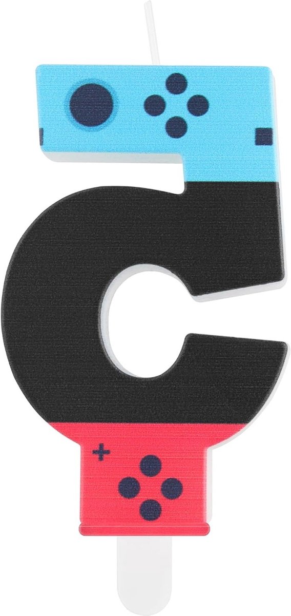Verjaardagskaars met Game Controller Thema, Perfect voor Gaming Feestjes, Jongens en Meisjes, Nummer 5 Kaars voor Taartdecoratie en Feestbenodigdheden