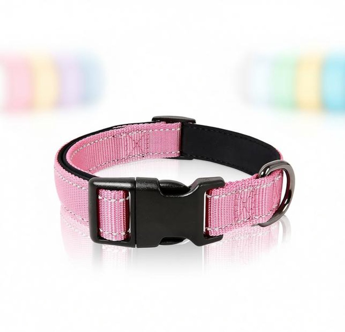 ElleMooi Verstelbare Hondenhalsband Roze XS met Zachte Neopreen Voering voor Puppy's en Honden