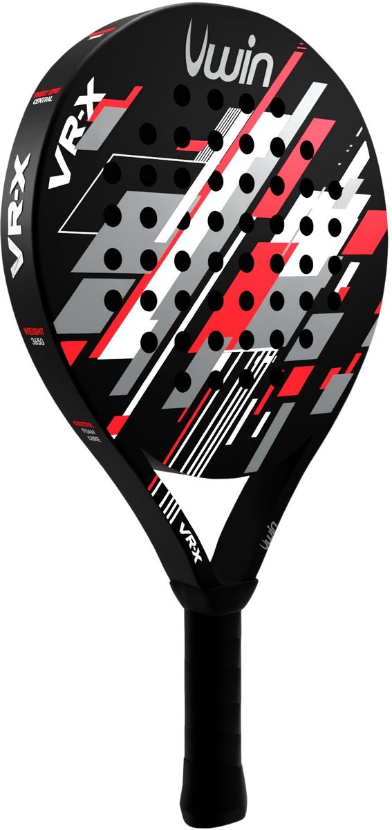 Uwin padel racket VR-X rood wit grijs beginners comfort.