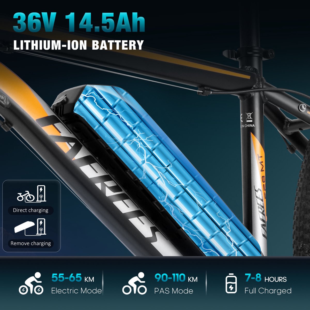 Fafrees F28 MT E-MTB 27.5" 250W 36V14.5Ah - Elektrische stads- en mountainbike - Uniseks - 21 versnellingen - IPX4 waterbestendig thumbnail 4