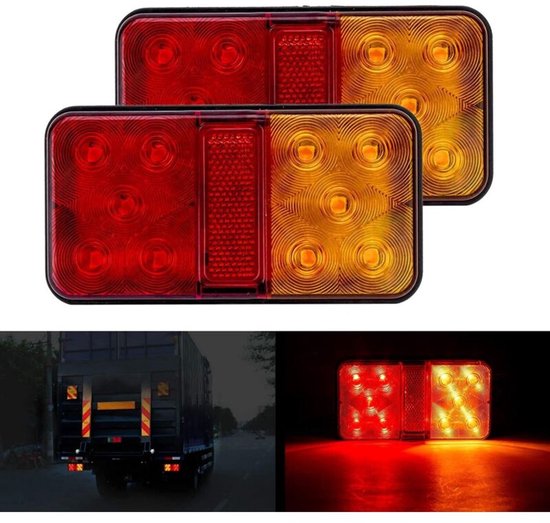 Tweedelig multifunctioneel LED-achterlicht, 12V waterdichte aanhangerverlichting met parkeerpositie-indicator, Geschikt voor vrachtwagens, aanhangers, campers en tractoren.